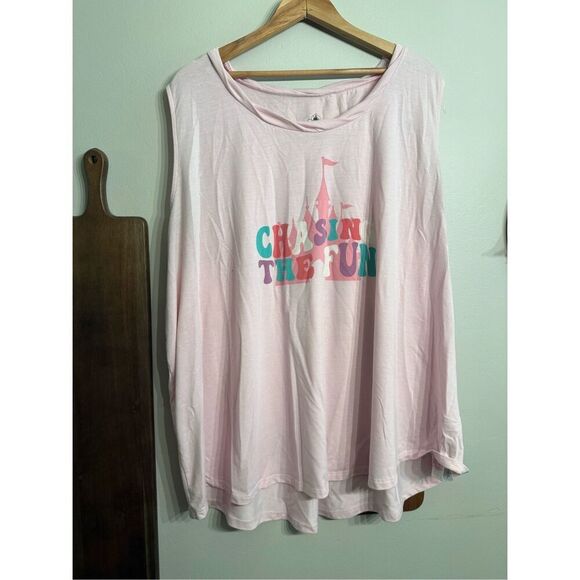 Disney Pink Chasing The Fun Castle Sleeveless Hi-Low Graphic Tank Top Size 3X - Picture 1 of 4